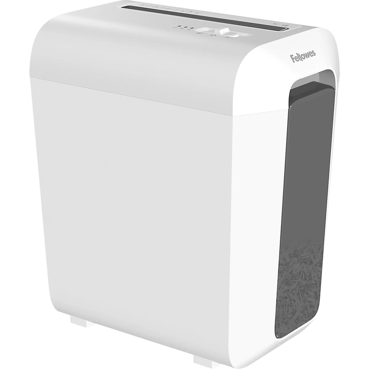 Aktenvernichter Fellowes® Powershred LX 65, Partikelschnitt 4 x 40 mm, P-4, 22 l, 10 Blatt Schnittleistung, weiß