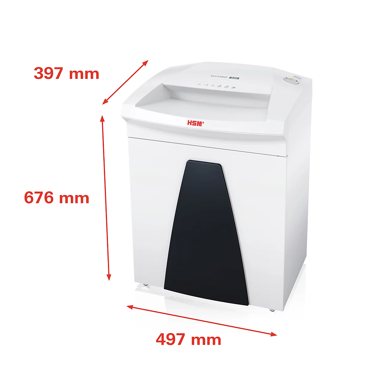Aktenvernichter HSM SECURIO B26, Sicherheitsstufe 2, Streifenschnitt 3,9 mm, 21 Blatt, weiss