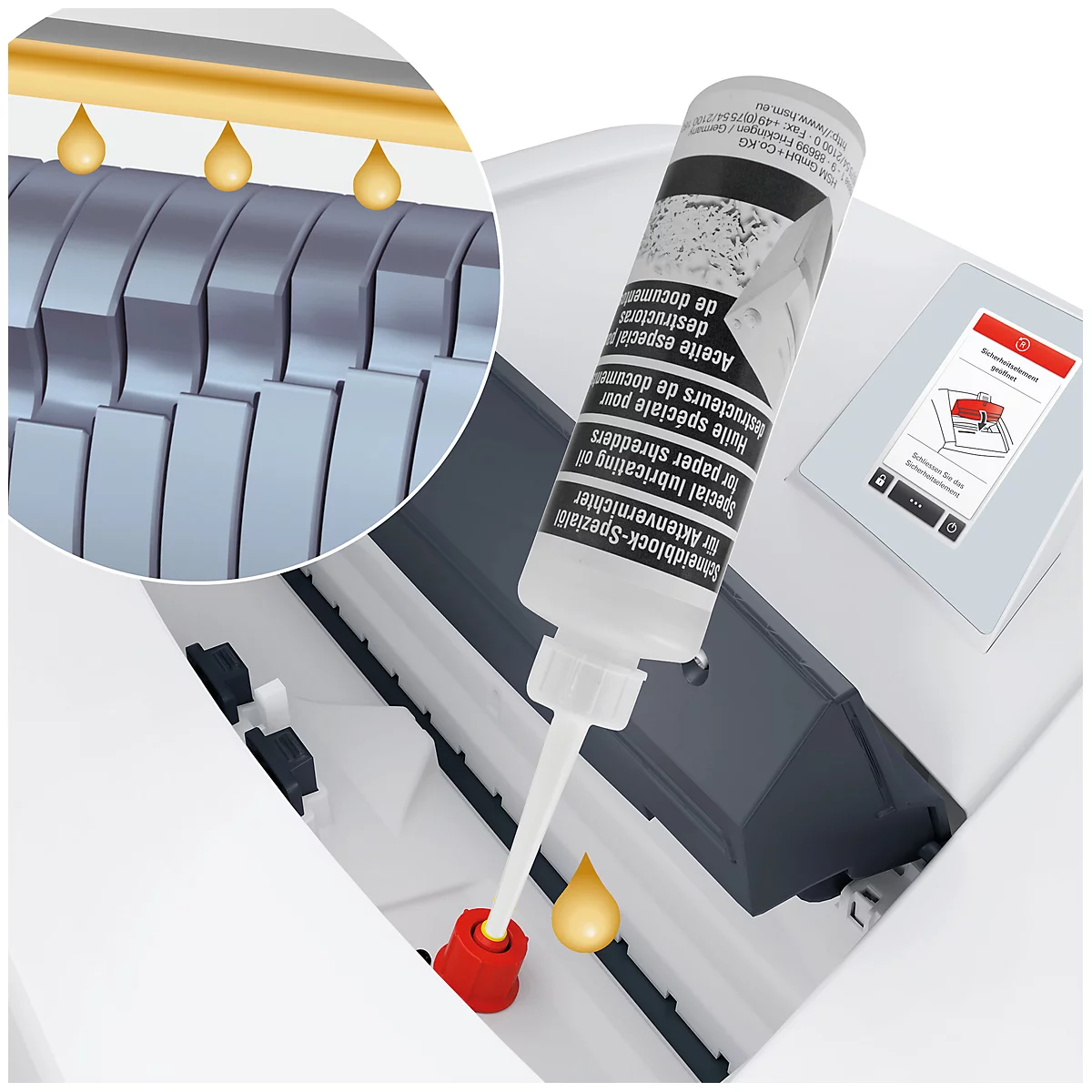 Aktenvernichter HSM SECURIO P40i, Sicherheitsstufe 4, Partikelschnitt 4,5 x 30 mm, 36 Blatt, CD-Schredder, weiß