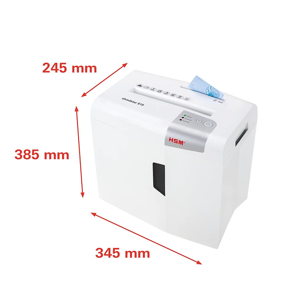 Aktenvernichter HSM Shredstar S10, Sicherheitsstufe 2, Streifenschnitt 6 mm, 10 Blatt, weiß