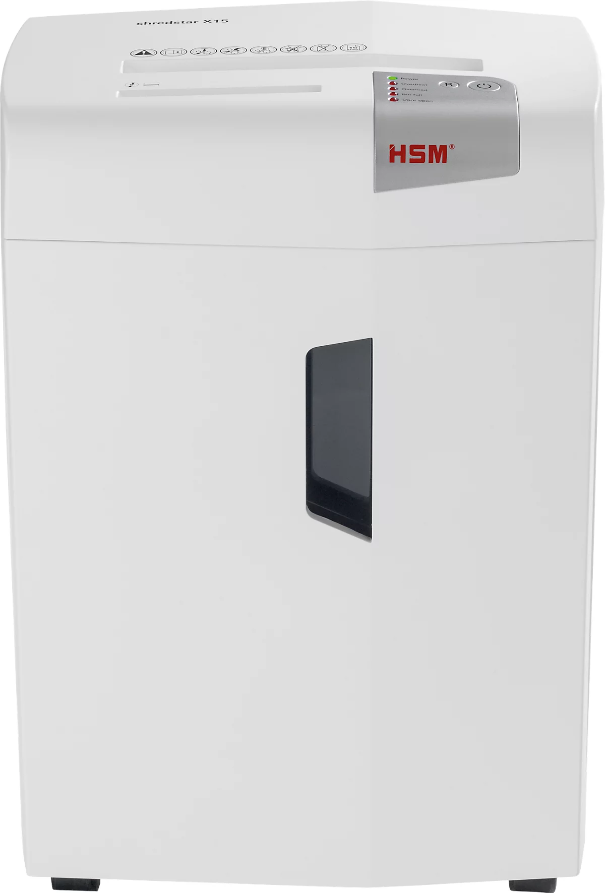 Aktenvernichter HSM shredstar X15, Sicherheitsstufe 4, Partikelschnitt 4 x 37 mm, 15 Blatt, weiß/silber