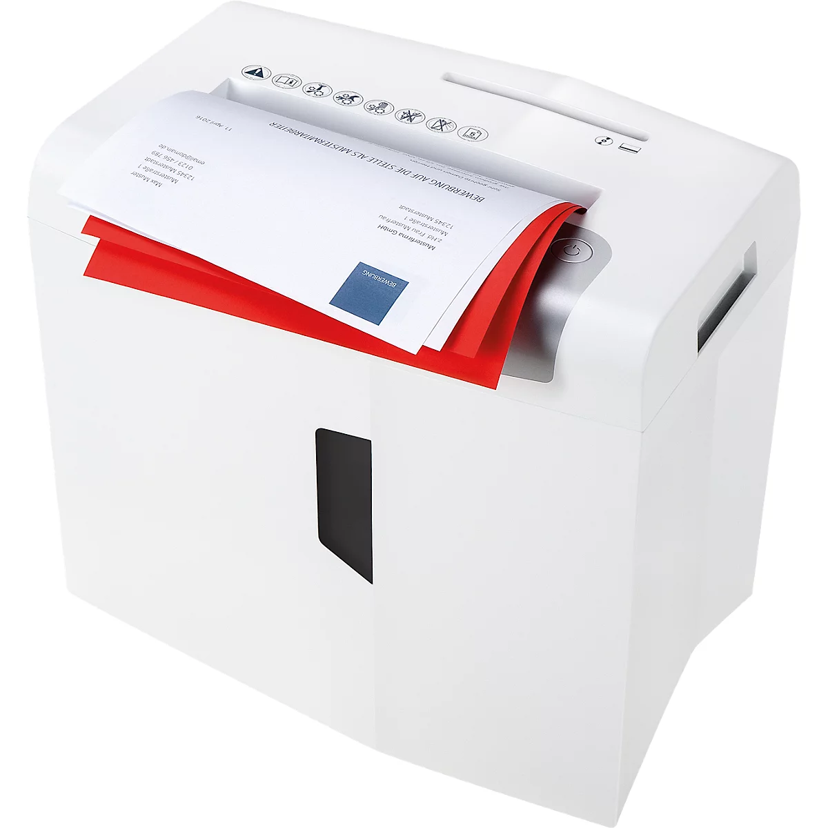 Aktenvernichter HSM shredstar X5, Sicherheitsstufe 4, Partikelschnitt 4,5 x 30 mm, 5 Blatt, weiß-silber