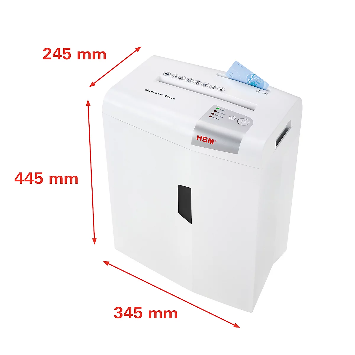 Aktenvernichter HSM shredstar X6pro, Sicherheitsstufe 5, Partikelschnitt 2 x 15 mm, 6 Blatt, weiß