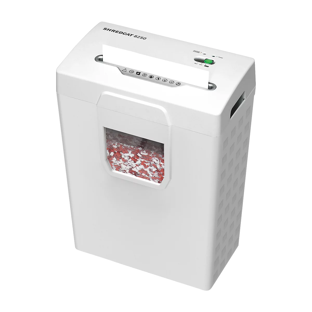Aktenvernichter Ideal Shredcat 8250CC, Partikelschnitt, 4 x 40 mm, P-4, 20 l, 8 Blatt Schnittleistung, grau