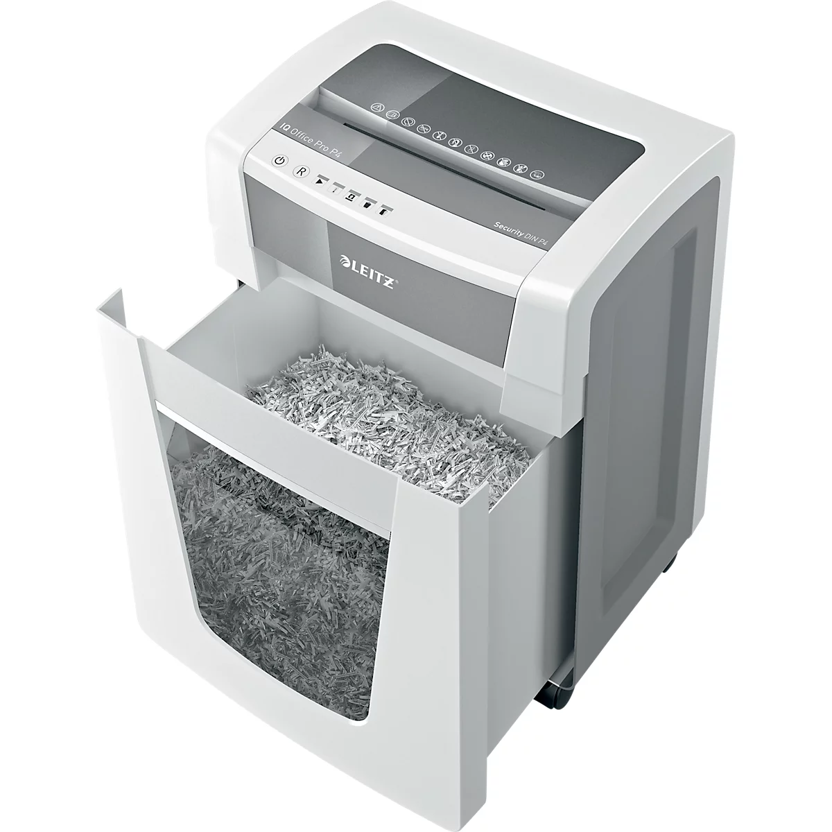 Aktenvernichter Leitz IQ Office Pro, Partikelschnitt 4 x 40 mm, P4, 30 l, 20-22 Bl., Antipapierstau