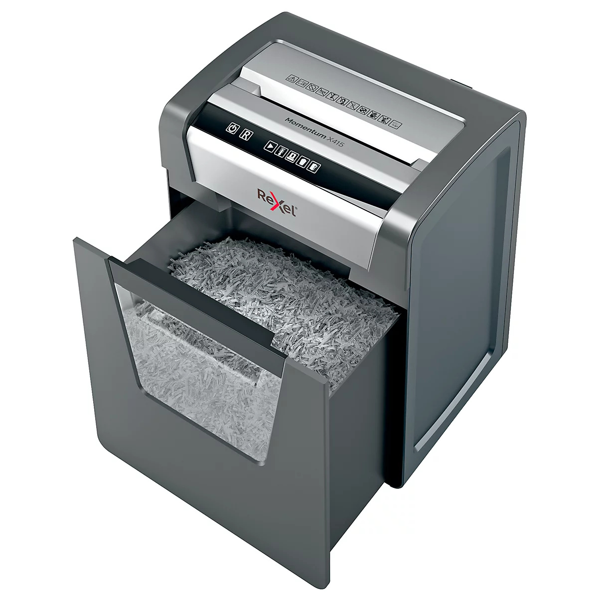 Aktenvernichter Rexel Momentum X415, Partikelschnitt 4 x 40 mm, P-4, 23 l, 15 Blatt Schnittleistung