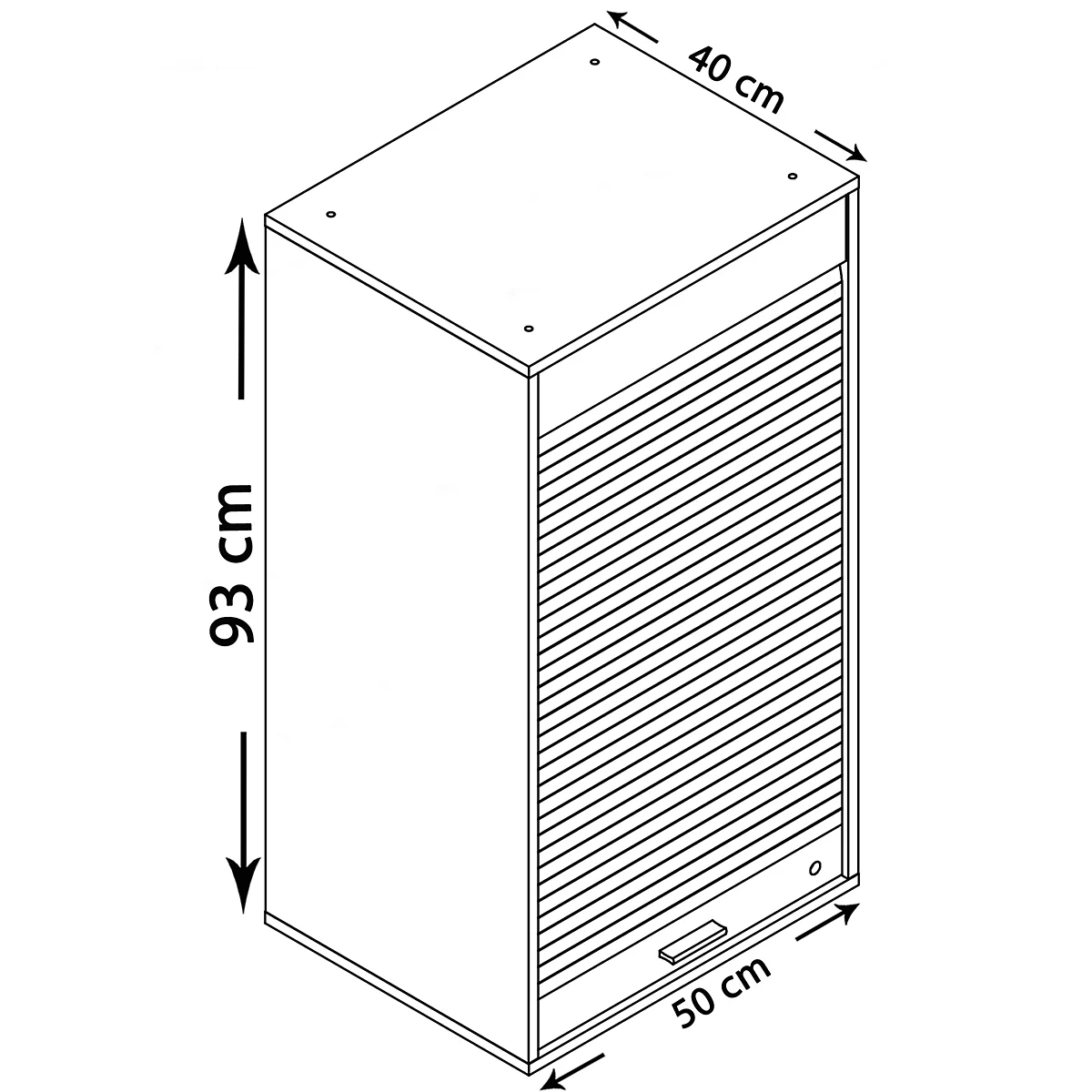 Aktos L rolluikkast, 2 dossierhoogtes, afsluitbaar, beugelgreep, B 500 x D 400 x H 930 mm, hout, grijs
