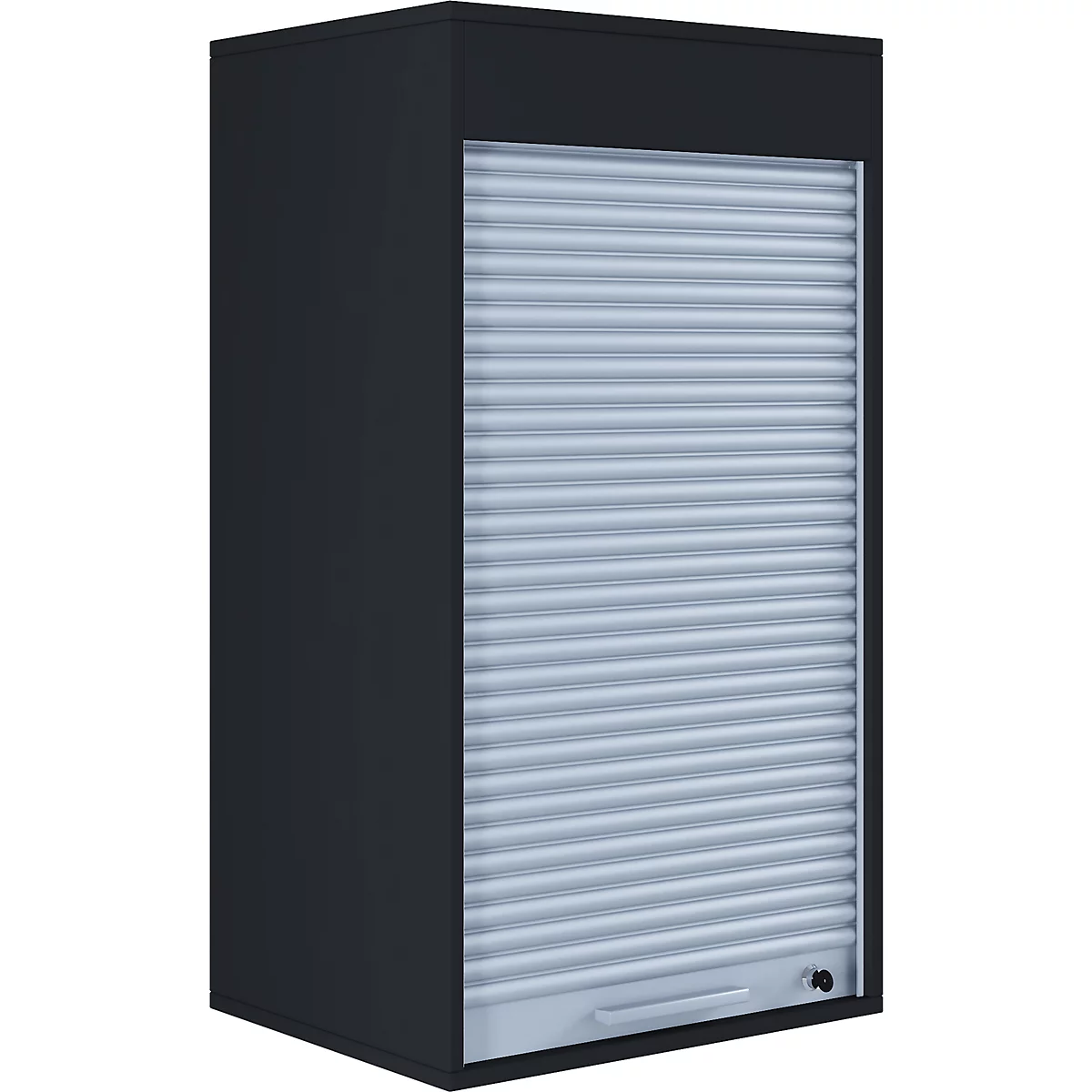 Aktos L rolluikkast, 2 dossierhoogtes, afsluitbaar, beugelgreep, B 500 x D 400 x H 930 mm, hout, zwart