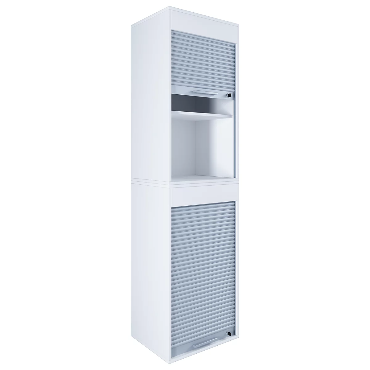 Aktos XL rolluikkast, 4 dossierhoogtes, afsluitbaar, beugelgreep, B 500 x D 400 x H 1860 mm, hout, wit