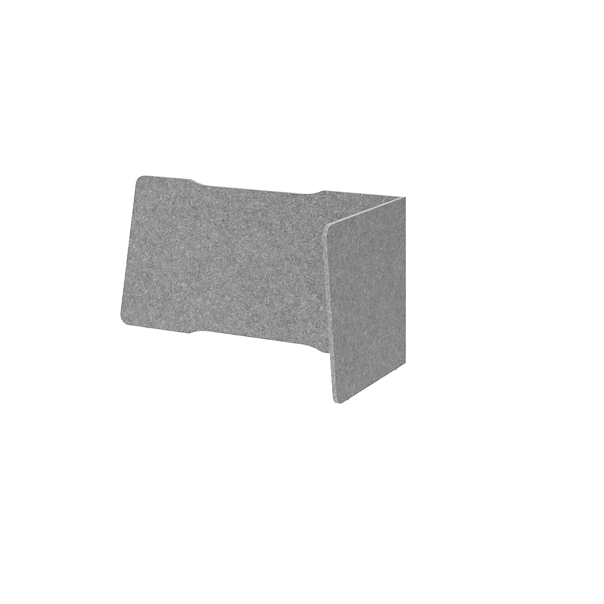 Akustik-Trennwand, für Schreibtische, L-Form, Schallabsorberklasse C, Kabelführung, B 1275/1200 x T 650 x H 600 mm, Vlies, grau-meliert