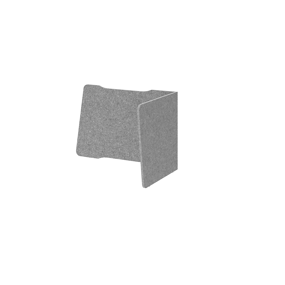 Akustik-Trennwand, für Schreibtische, L-Form, Schallabsorberklasse C, Kabelführung, B 955/880 x T 650 x H 600 mm, Vlies, grau-meliert