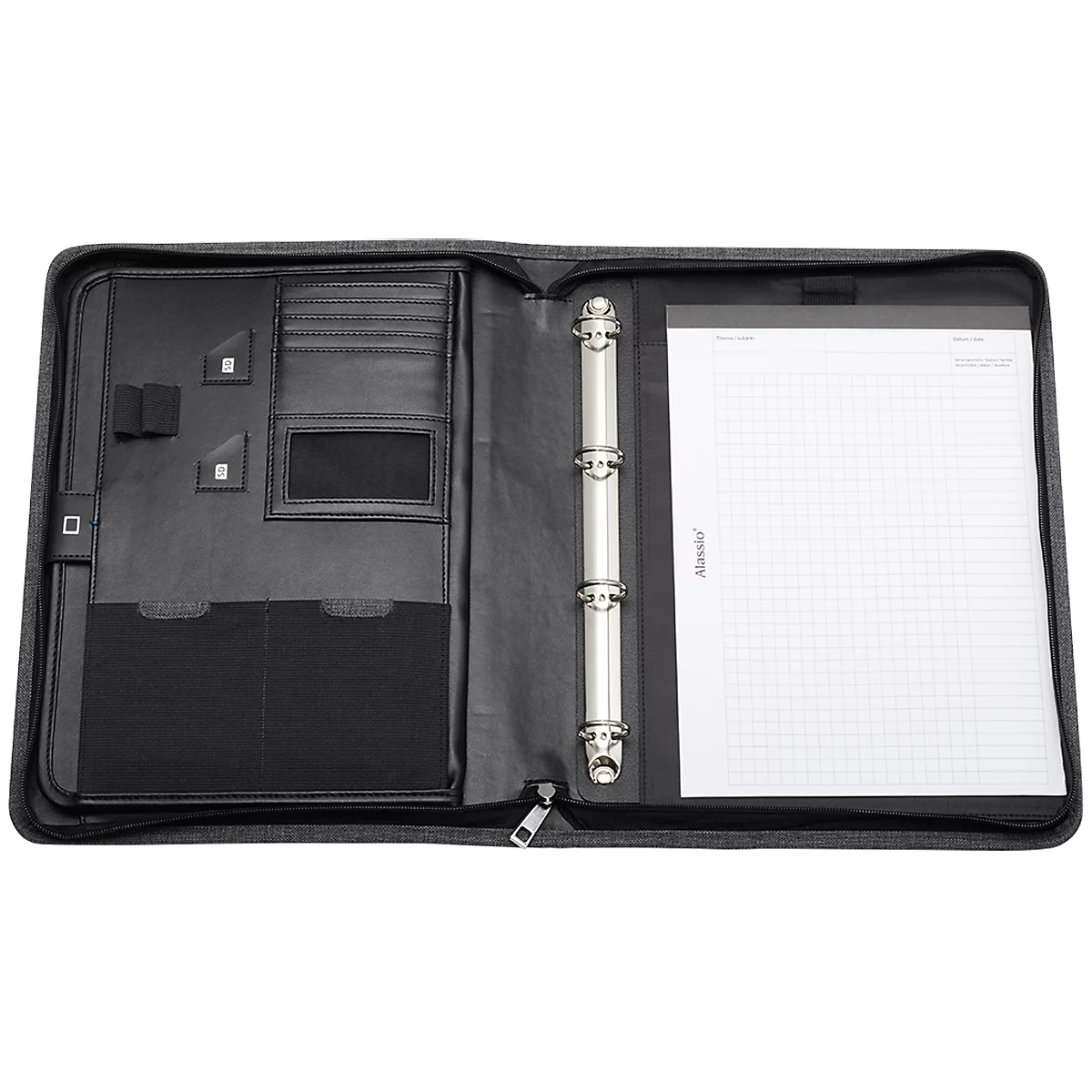 Alassio Orgamappe Lazio, DIN A4, Polyester, mit gepolstertem Tabletfach, grau