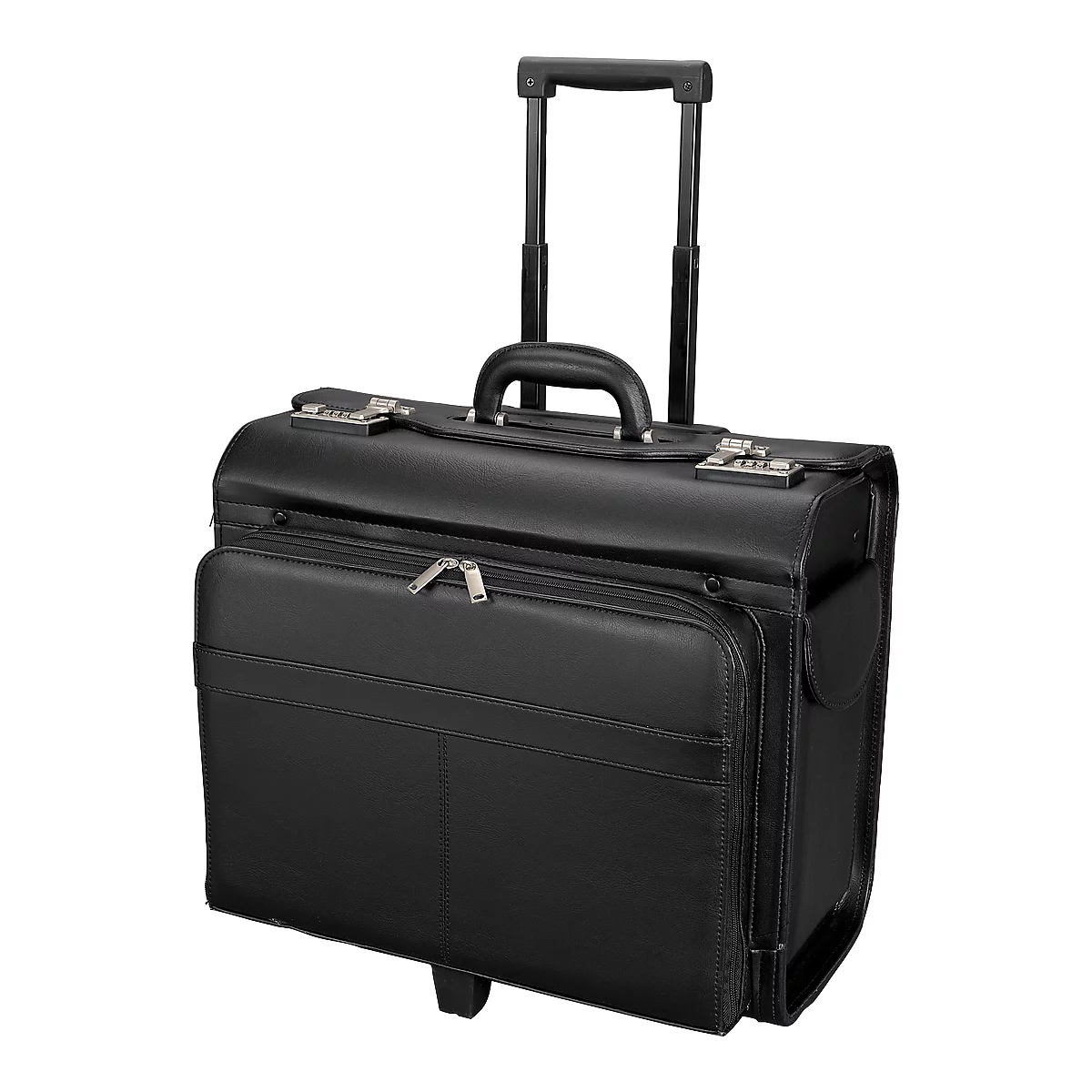 Alassio pilotenkoffer San Remo, met draaggreep en wielen, imitatieleer, zwart