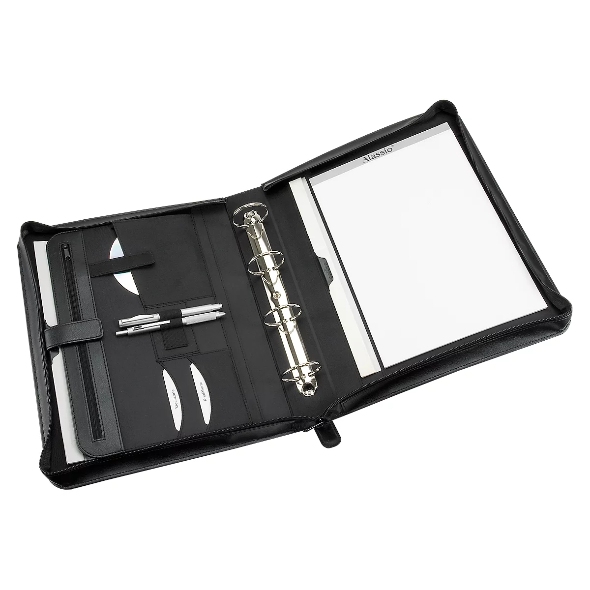 Alassio ringmap Rimini, A4, FINEtouch imitatieleer, met cd-vak, zwart