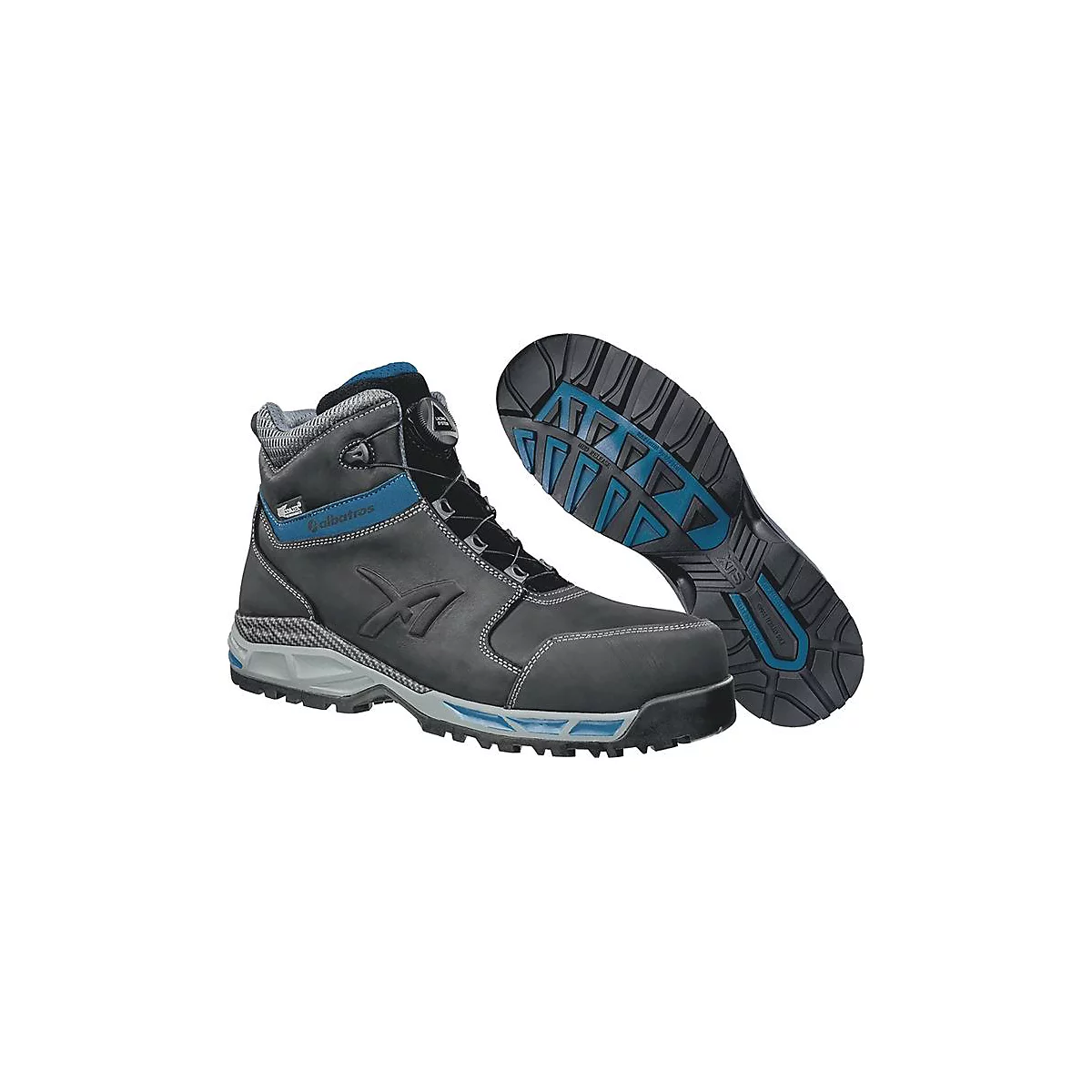 ALBATROS Sicherheitsstiefel TOFANE BLACK QL CTX MID, Gr. 45, S3 WR ESD, gefettetes Vollrindleder, Fiberglaskappe