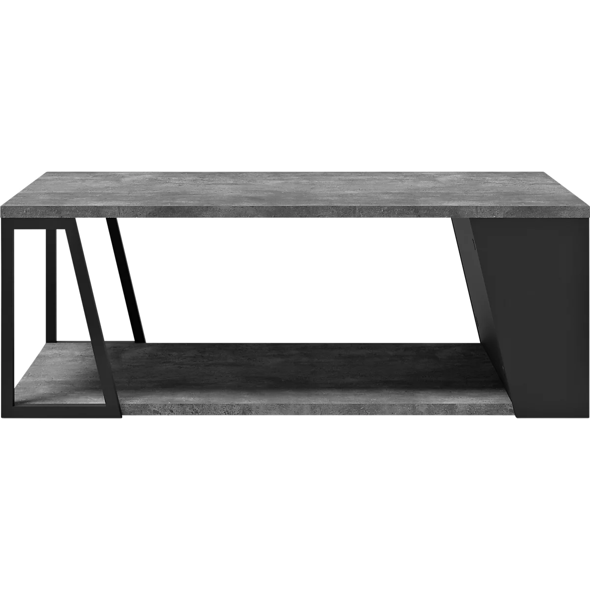 Albi salontafel, B 1000 x D 550 x H 360 mm, metalen frame/blad gemelamineerd, betonlook/zwart