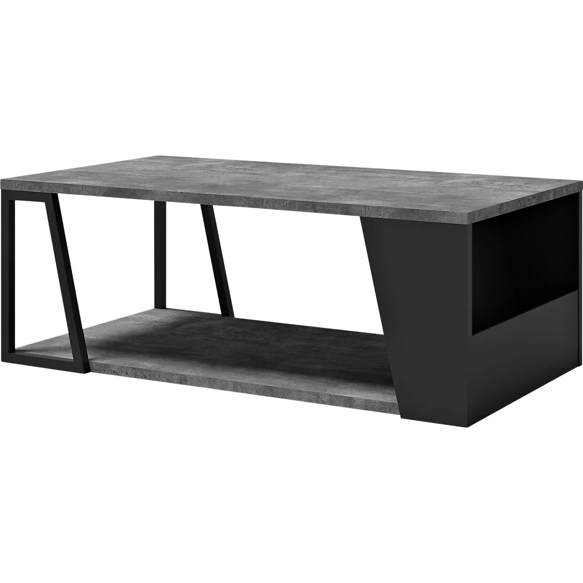 Albi salontafel, B 1000 x D 550 x H 360 mm, metalen frame/blad gemelamineerd, betonlook/zwart