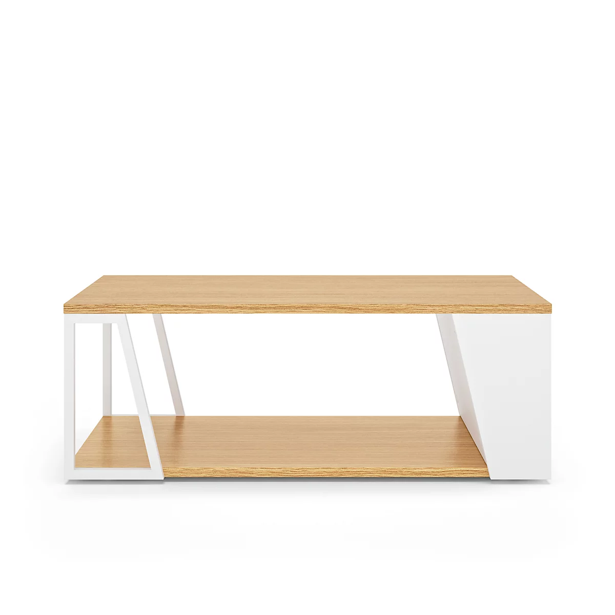 Albi salontafel, B 1000 x D 550 x H 360 mm, metalen frame/gestrekt blad met echt houtfineer, licht eiken/wit gelakt