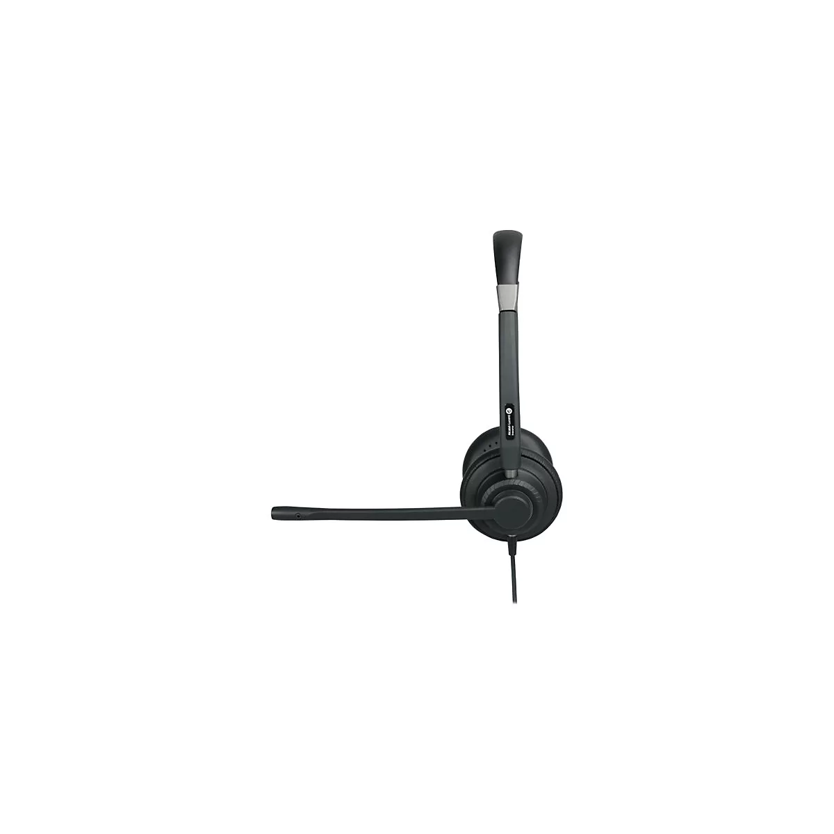 Schwarzes Alcatel-Lucent Enterprise Headset, einseitiges Modell mit Mikrofonarm, vor weißem Hintergrund.