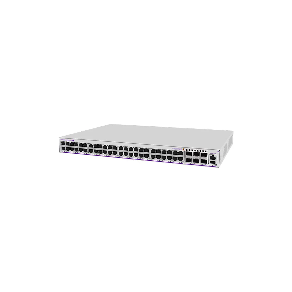 Ein Alcatel-Lucent Enterprise Netzwerk-Switch OS2360-48 in hellem Gehäuse auf weißem Hintergrund.
