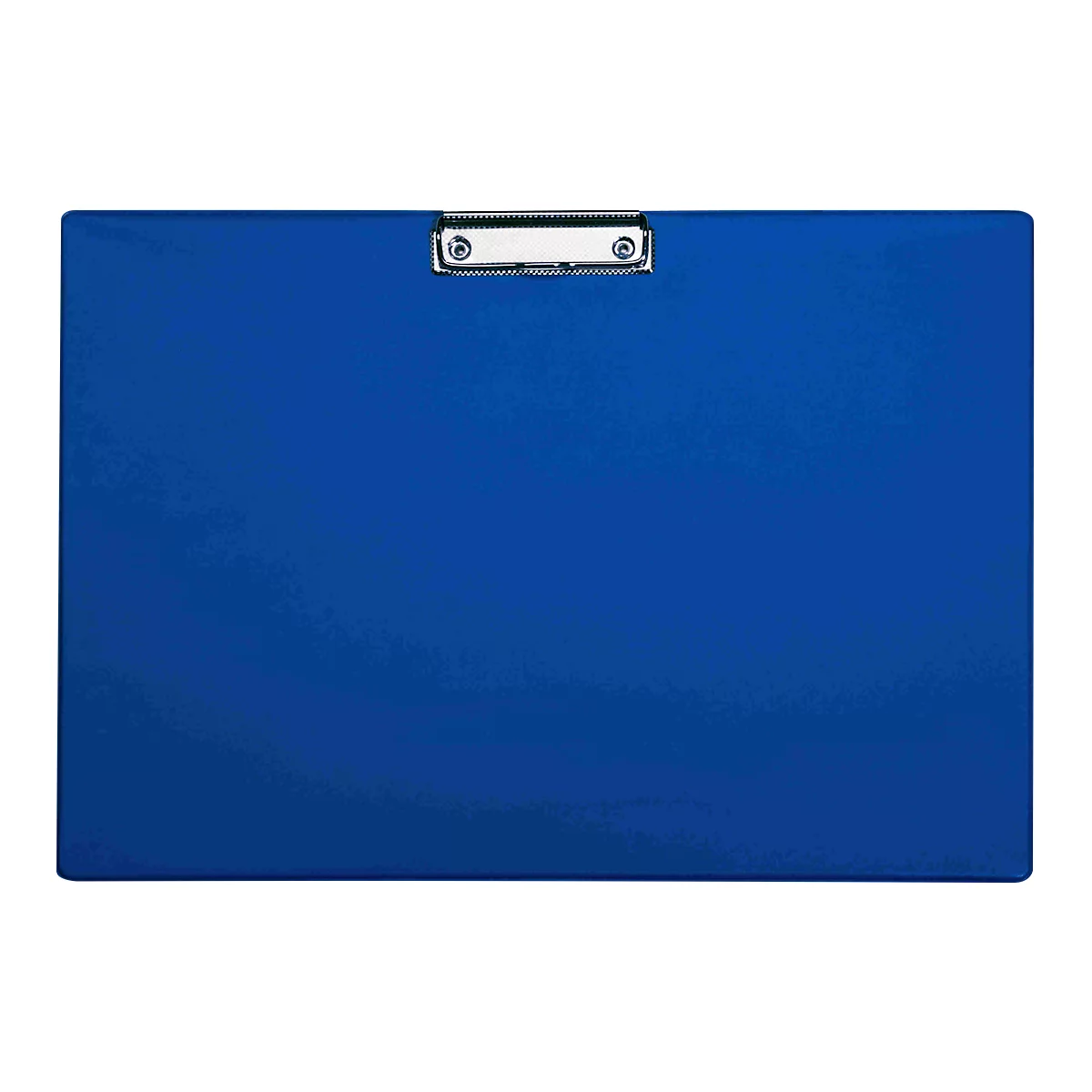 Blue clipboard with silver clip.