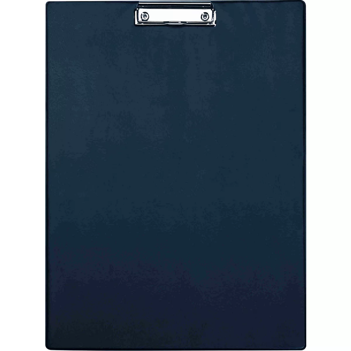 A dark blue clipboard. At the top is a silver clip.