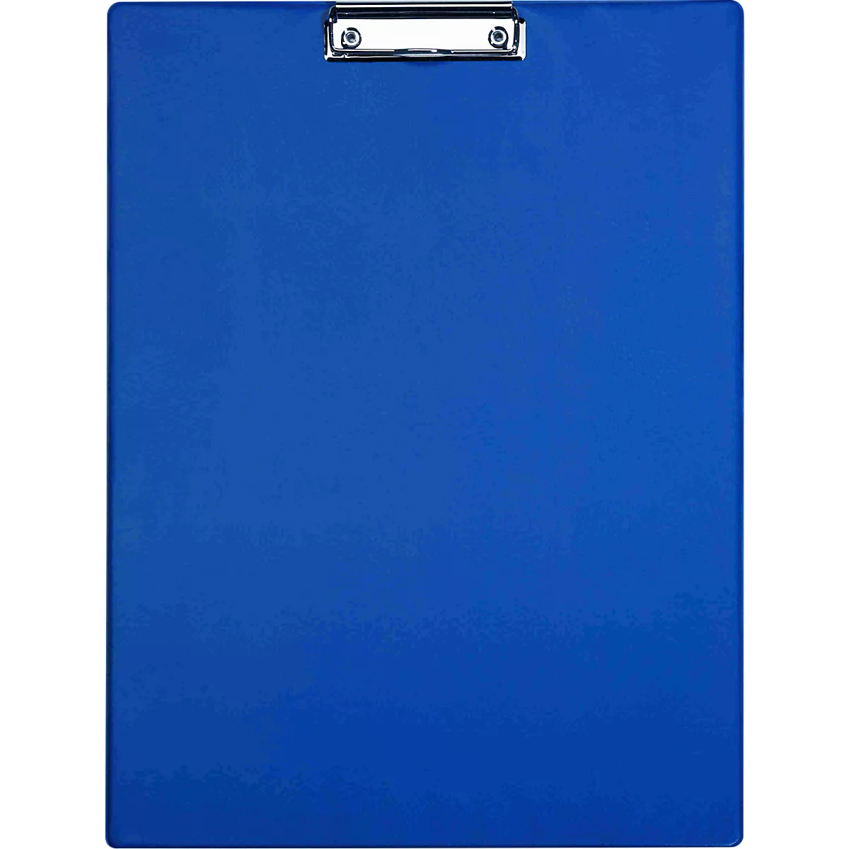 Blue clipboard. A silver clip at the top.