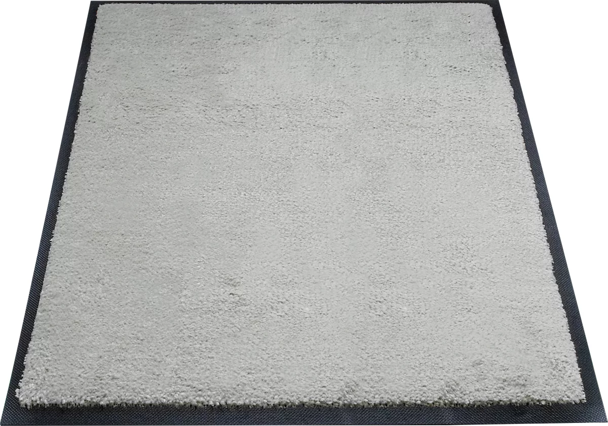alfombra de retención de suciedad miltex Eazycare Style, angular, antiestática, resistente a los rayos UV, lavable, nylon de alta torsión y caucho niltril, 750 x 850 mm, gris guijarro
