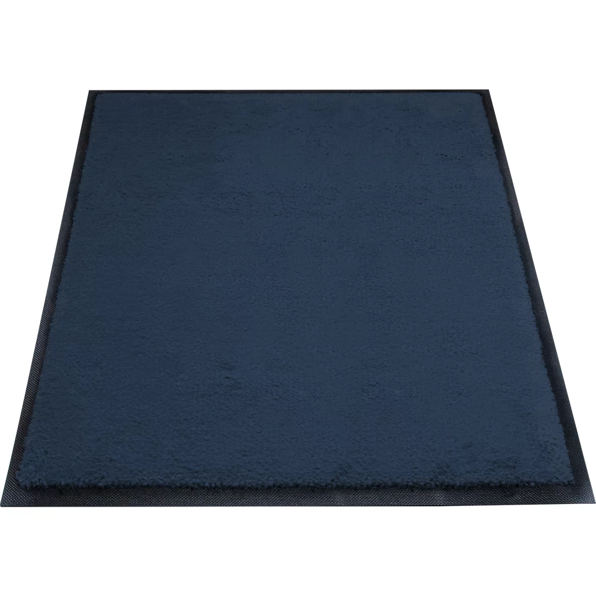 Alfombra azul oscuro con marco negro, ligera textura.