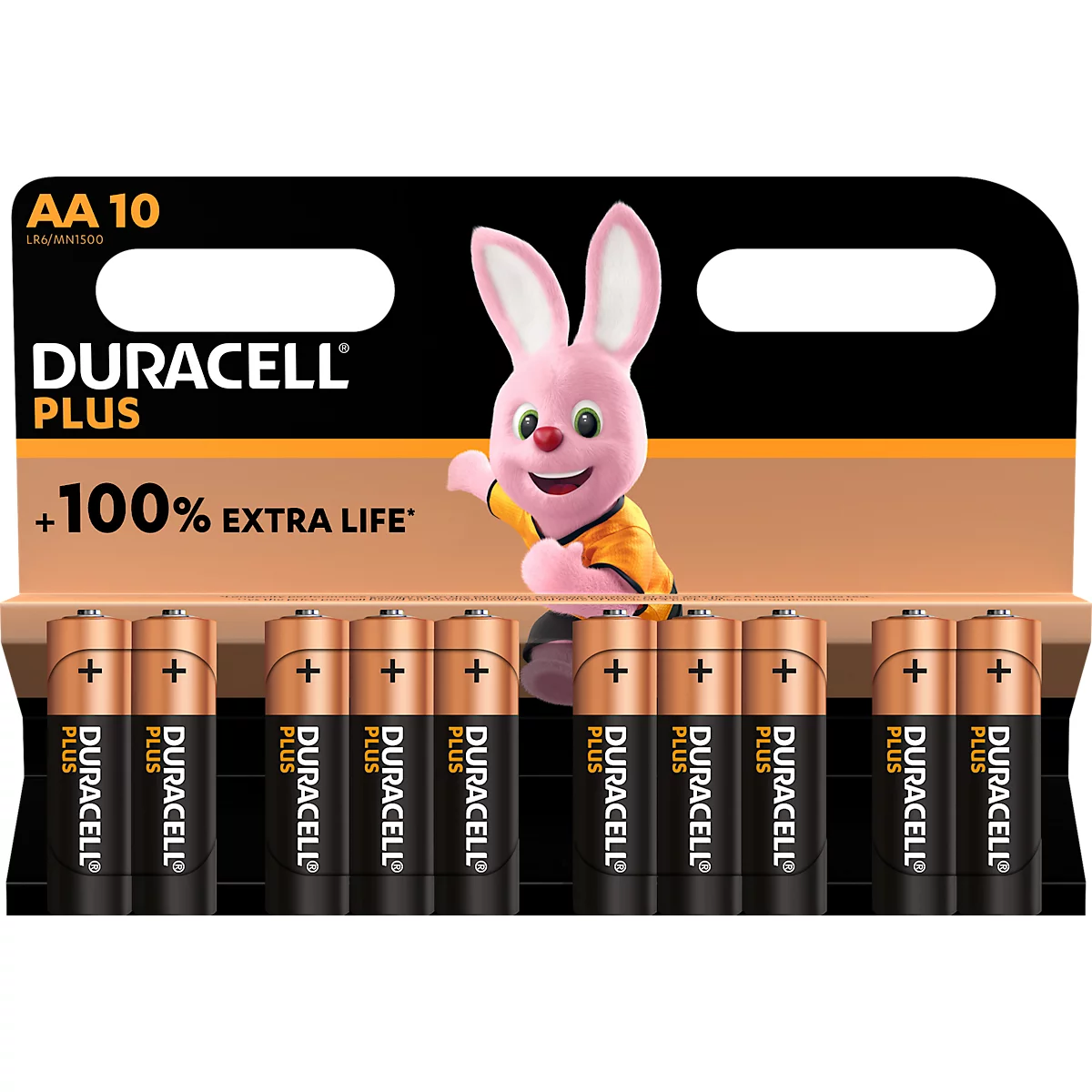 Alkalinebatterij AA, LR06, 1,5V, Plus, Extra Life, blisterverpakking (10 stuks)
