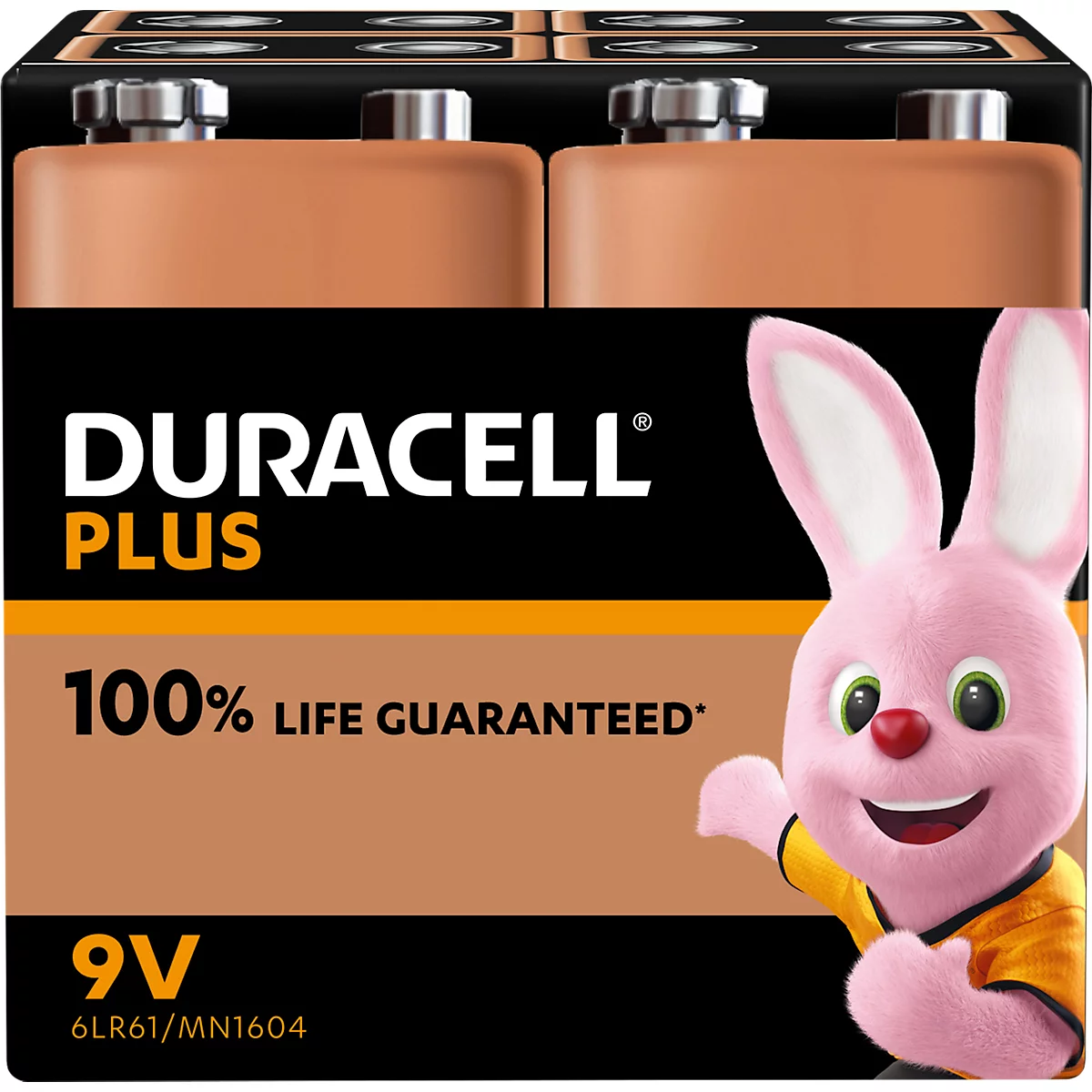 Alkalinebatterij, E-Block, 6LR61, 9V, Plus, Extra Life, Blisterverpakking (4 stuks)
