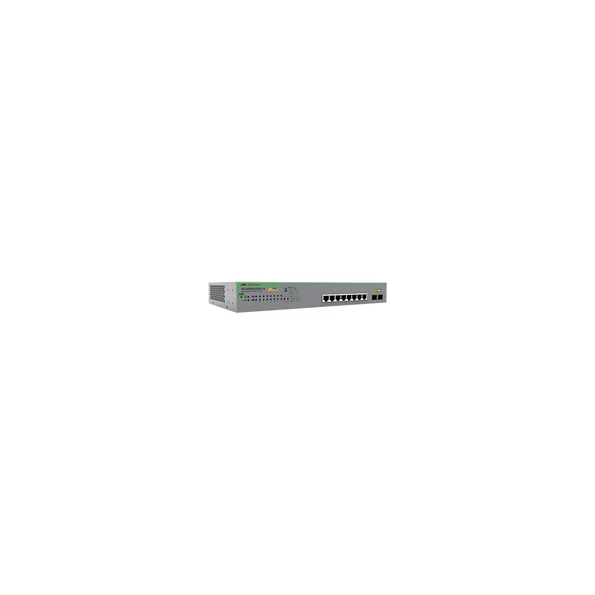 Allied Telesis AT GS950/10PS V2 - Switch - Smart - 8 x 10/100/1000 (PoE+) + 2 x 1000Base-X - Desktop, an Rack montierbar, wandmontierbar - PoE+ (75 W)