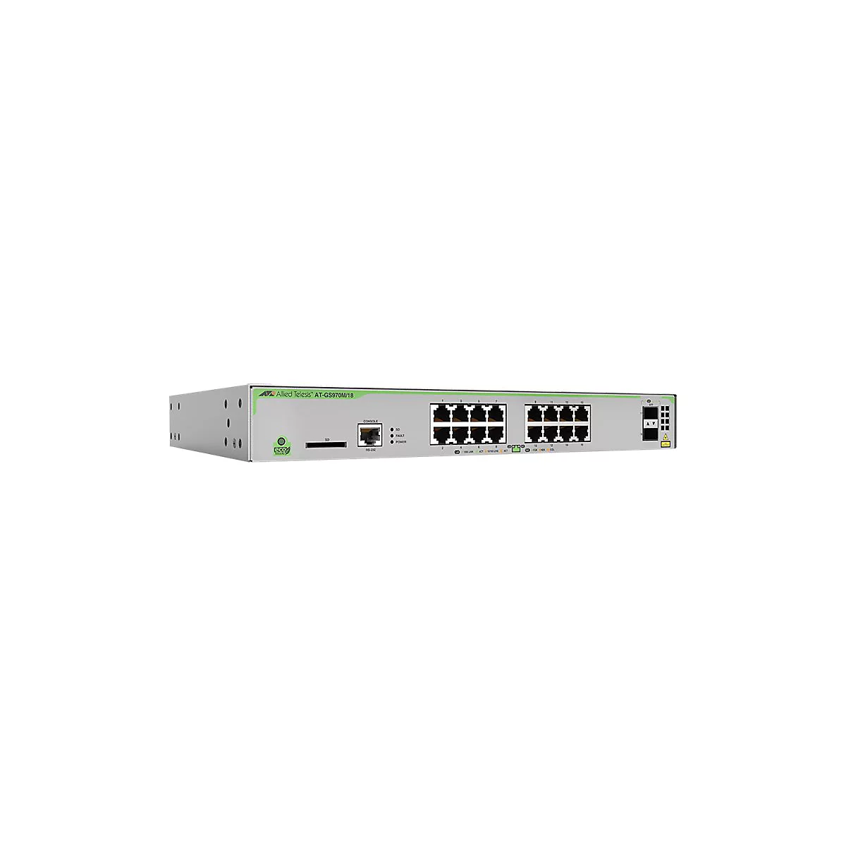 Allied Telesis CentreCOM AT-GS970M/18 - Switch - L3 - managed - 16 x 10/100/1000 + 2 x SFP (mini-GBIC) (Uplink) - Desktop, an Rack montierbar
