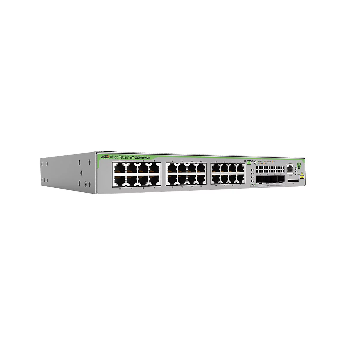 Allied Telesis CentreCOM AT-GS970M/28 - Switch - L3 - managed - 24 x 10/100/1000 + 4 x SFP (mini-GBIC) (Uplink) - Desktop