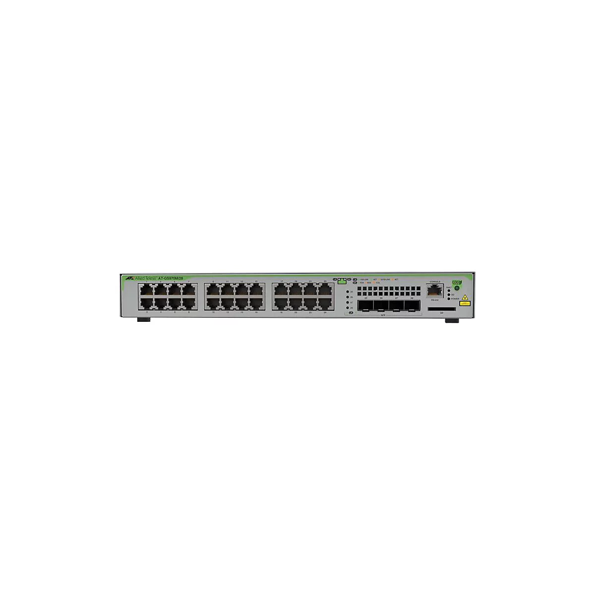 Allied Telesis CentreCOM AT-GS970M/28PS - Switch - L3 - managed - 24 x 10/100/1000 (PoE+) + 4 x SFP (mini-GBIC) (Uplink) - Desktop