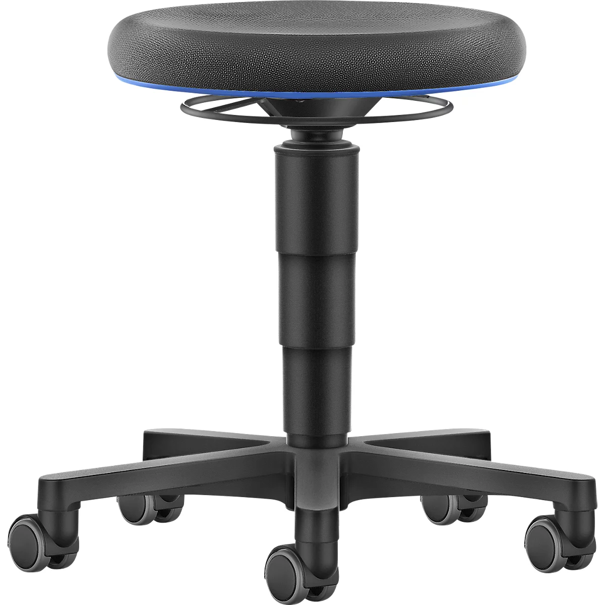 Allround Hocker Bimos, höhenverstellbar, Doppelrollen, Supertec, Farbring blau