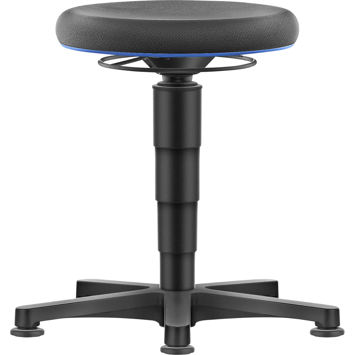 Allround Hocker Bimos, sitzhöhenverstellbar 450-650 mm, mit Gleiter, Supertec-Bezug, schnitt- & rutschfest, mit Mikropanzerung, Farbring blau