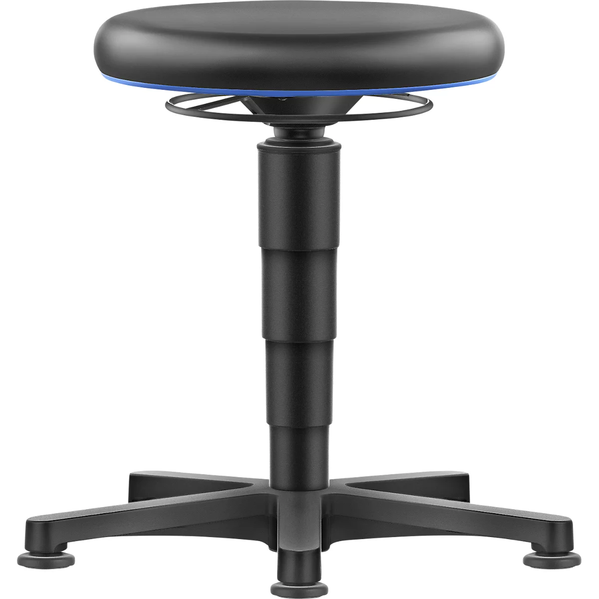 Allround kruk Bimos, zithoogte verstelbaar 450-650 mm, met glijders, kunstlederen bekleding, afwasbaar, ongevoelig voor oliën &amp; ontsmettingsmiddelen, kleur ring blauw