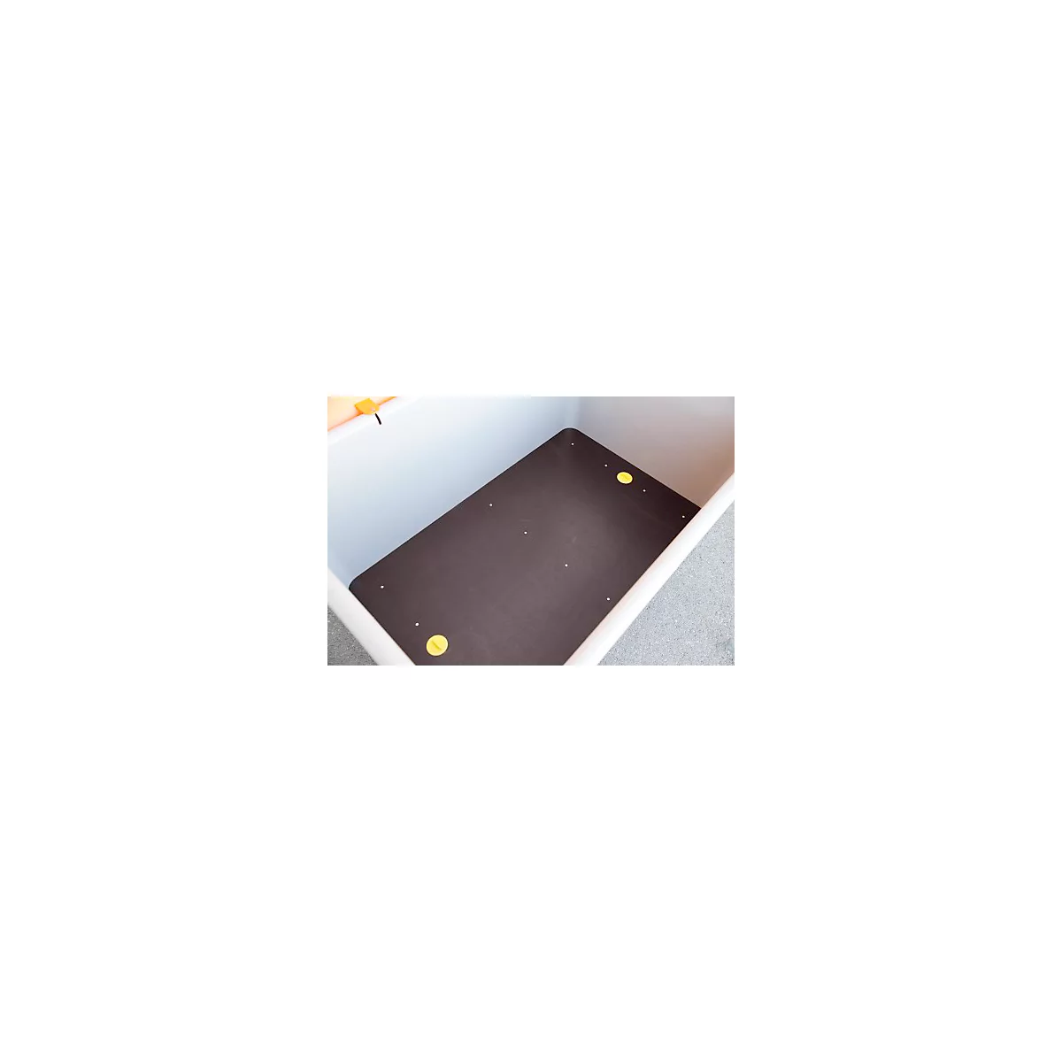 Allzweckbox Cemo, Glasfaserverstärkter Kunststoff (GFK), grau, B 1210 x T 820 x H 680 mm, 200 l hoch, mit Staplertaschen