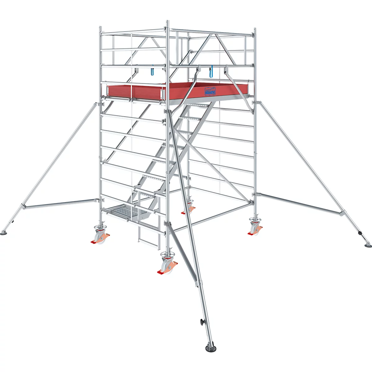 Alu-Fahrgerüst Krause Serie 5500, 200 kg/m², TÜV-geprüft, gebremste Rollen, B 1500 x T 2000 x H 4300 mm