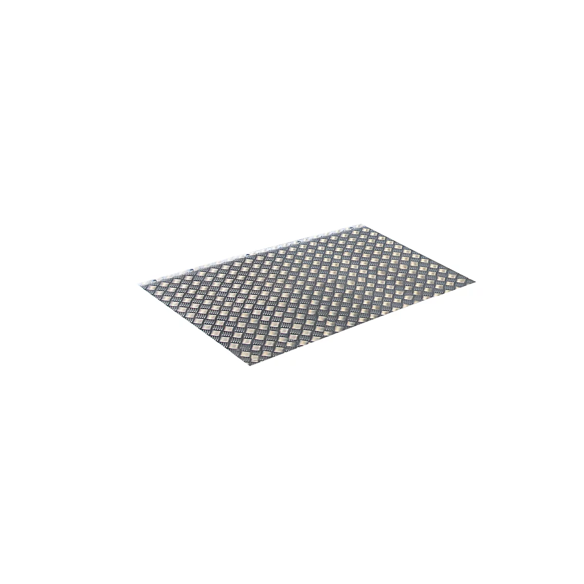 A rectangular, silver grid pattern on a white background. The surface is structured with square recesses.