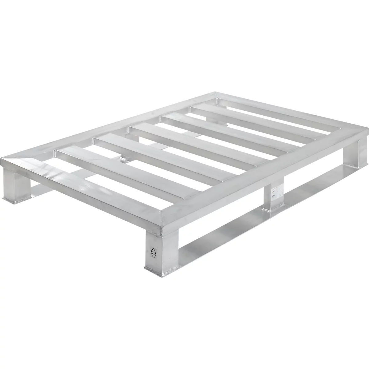 Aluminium pallets, geanodiseerd, aan 4 zijden onderrijdbaar, L 1200 x B 800 x H 150 mm, 5 mm dik, tot 1000 kg
