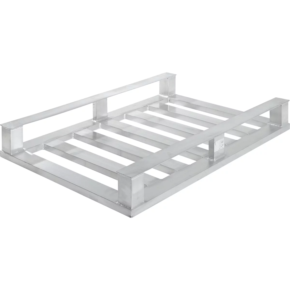 Aluminium pallets, geanodiseerd, aan 4 zijden onderrijdbaar, L 1200 x B 800 x H 150 mm, 5 mm dik, tot 1000 kg