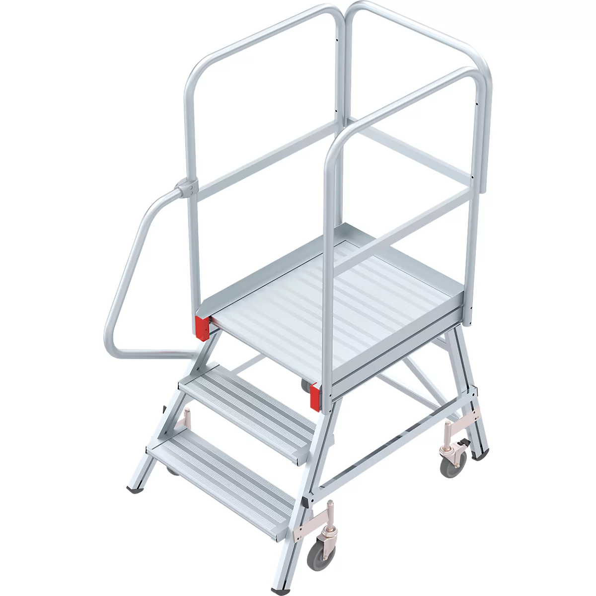 Aluminium platform met wielen, eenzijdig, 3 treden