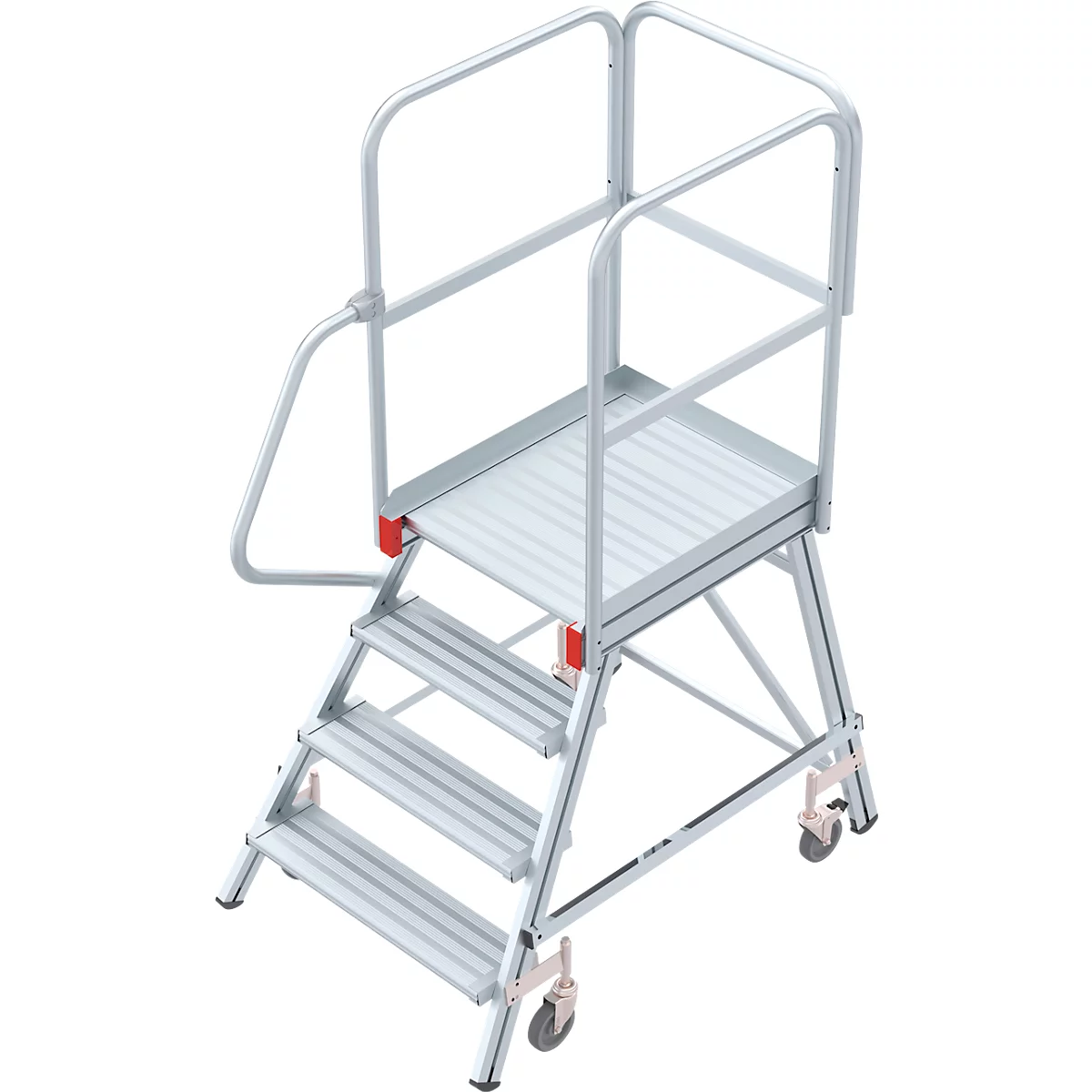 Aluminium platform met wielen, eenzijdig, 4 treden