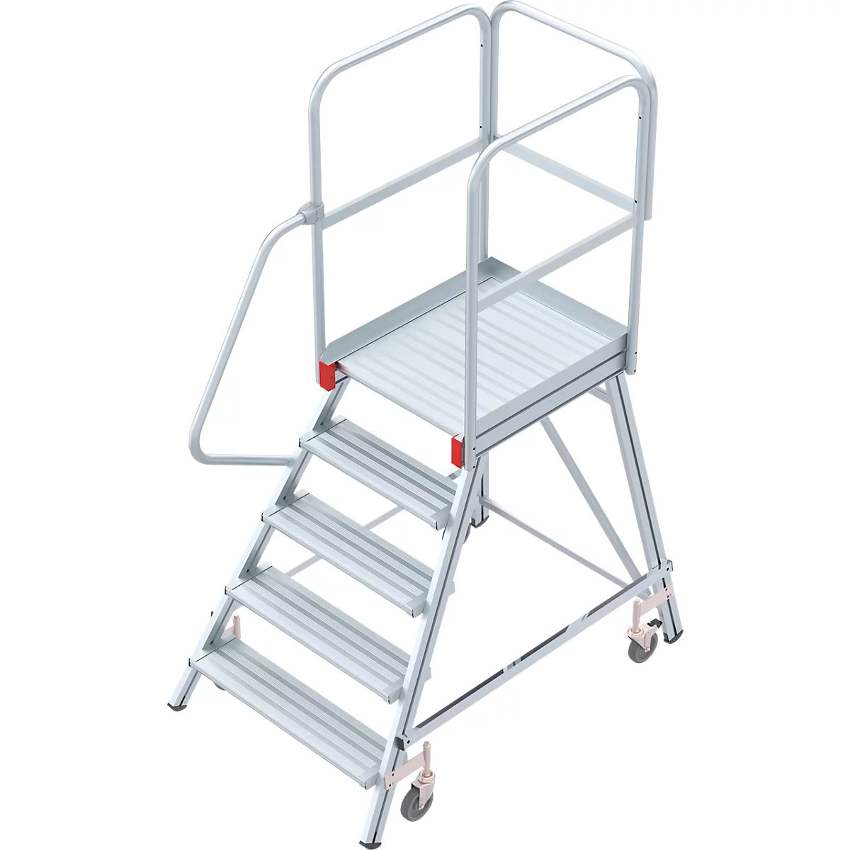 Aluminium platform met wielen, eenzijdig, 5 treden