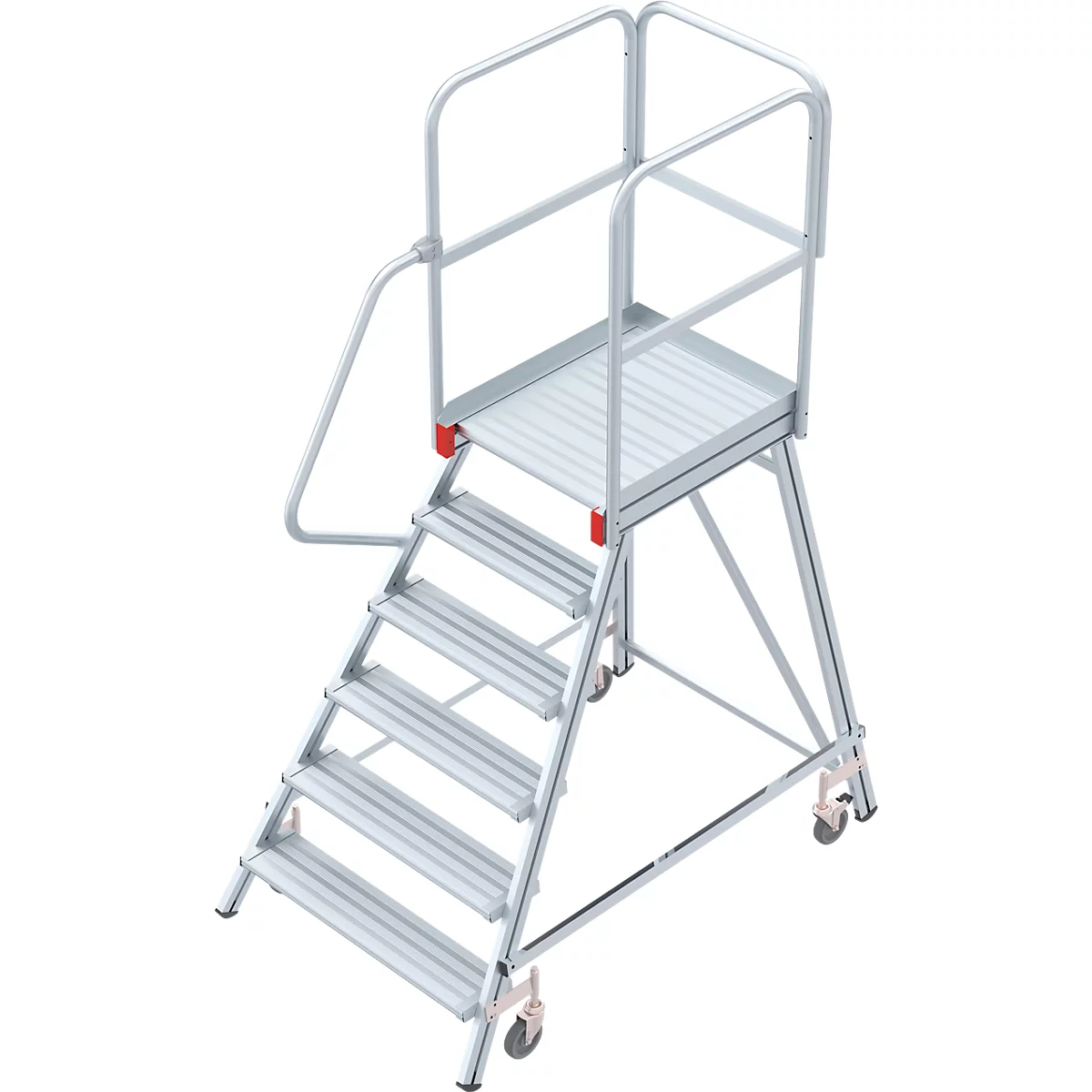 Aluminium platform met wielen, eenzijdig, 6 treden