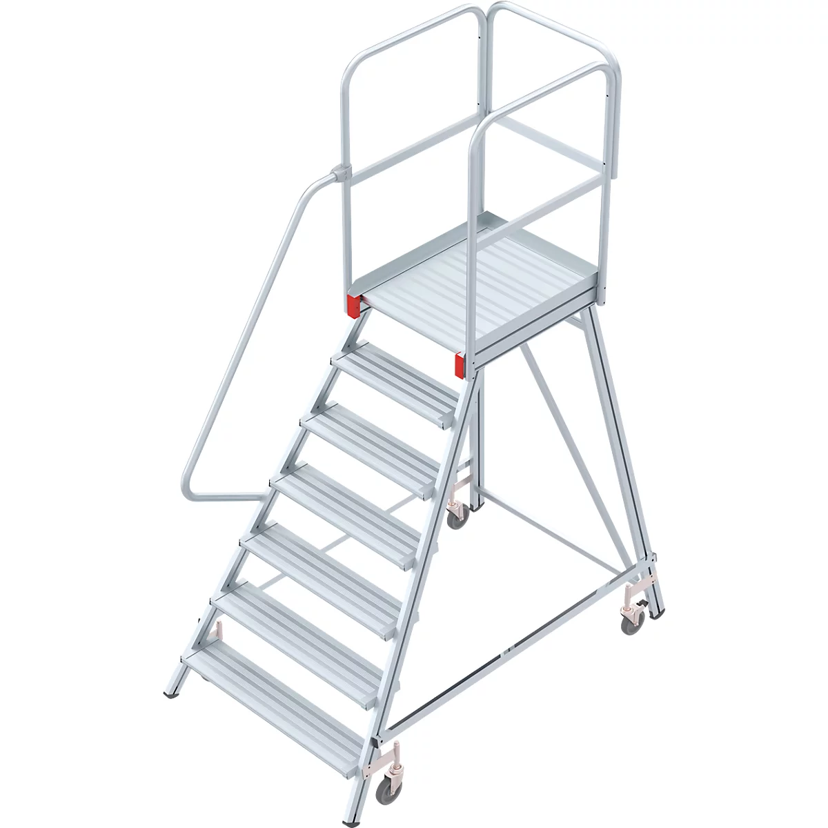 Aluminium platform met wielen, eenzijdig, 7 treden