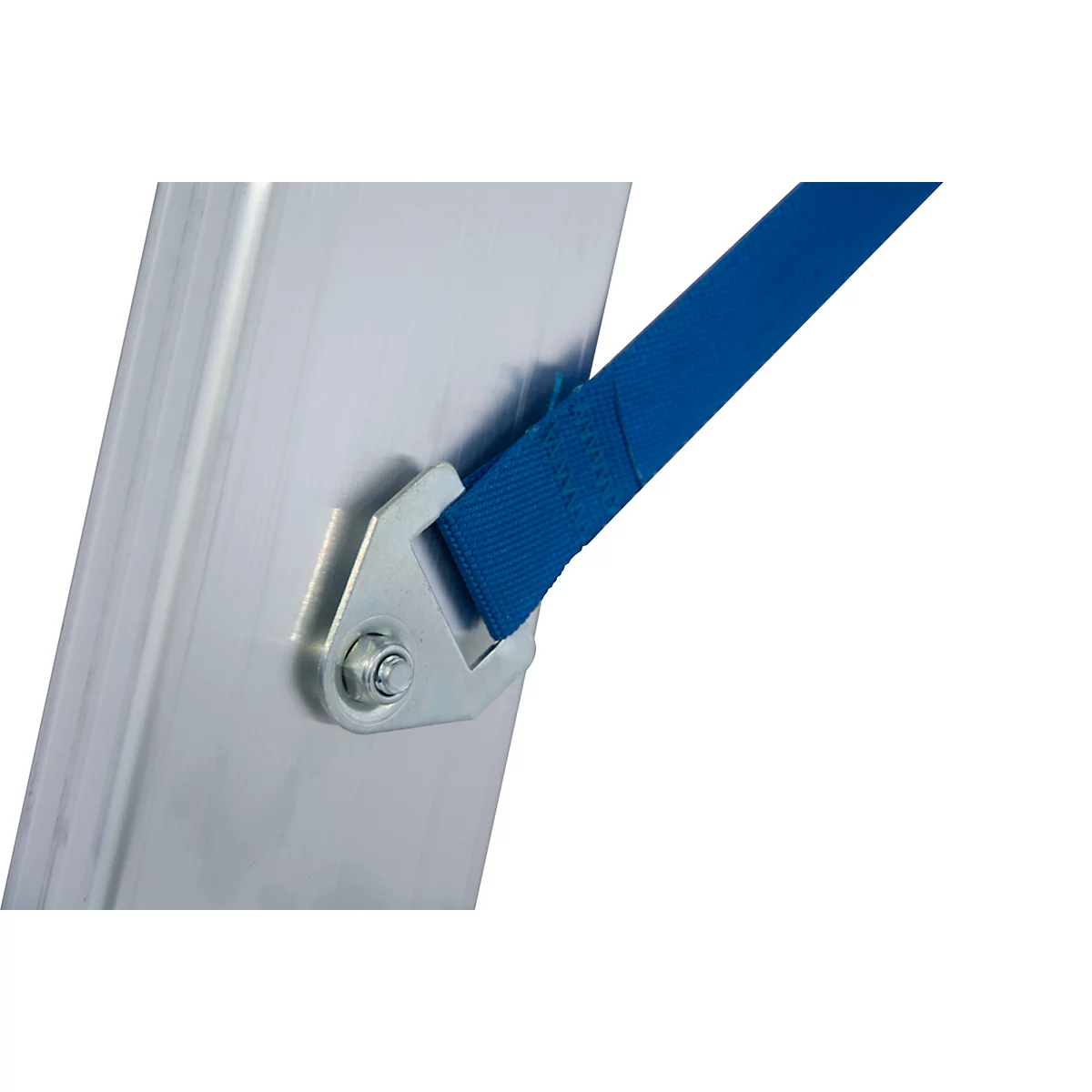 Aluminium trapladder, met groot platform, met veiligheidsbeugel en ketting, 14 treden