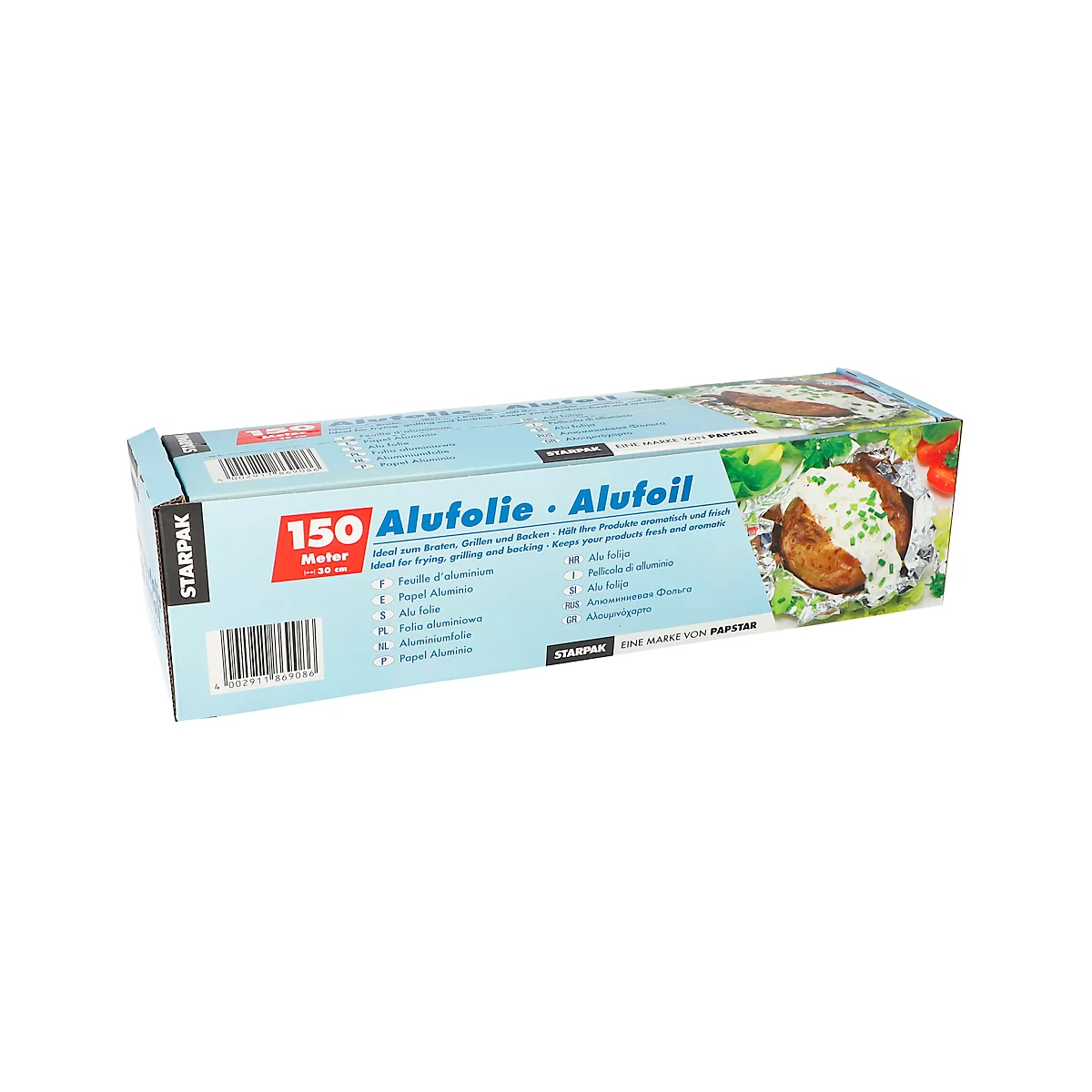 Aluminiumfolie Papstar, l. 300 mm x L 150 m, dikte 14 µ, grote rol